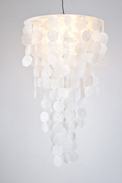 Hängeleuchte aus Capiz-Muscheln, mittelgroß, 40 x 60 cm, weiß