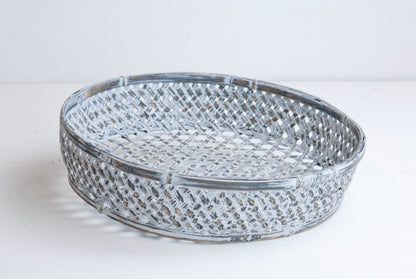 Fine bamboo table basket greywash
