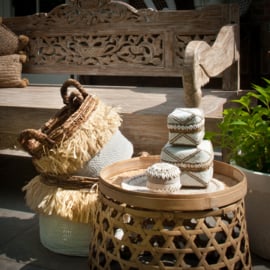 Rundes Tablett aus natürlichem Bambus