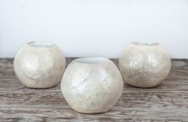 Mother of pearl tea light holder white