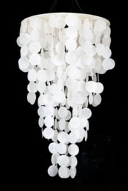 Hängeleuchte aus Capiz-Muscheln, mittelgroß, 40 x 60 cm, weiß