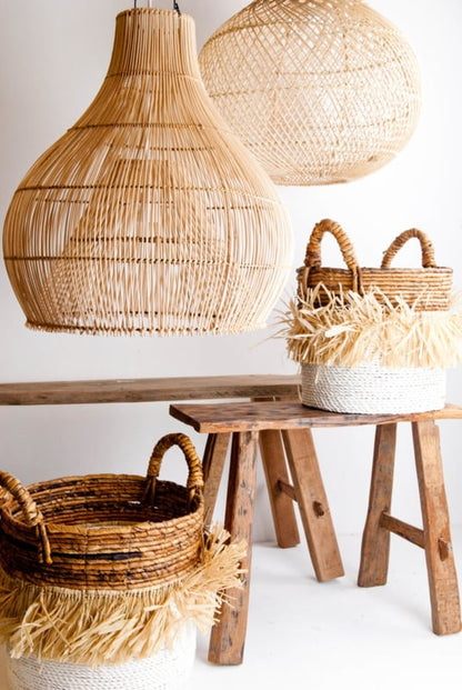 Mand seagrass raffia wit