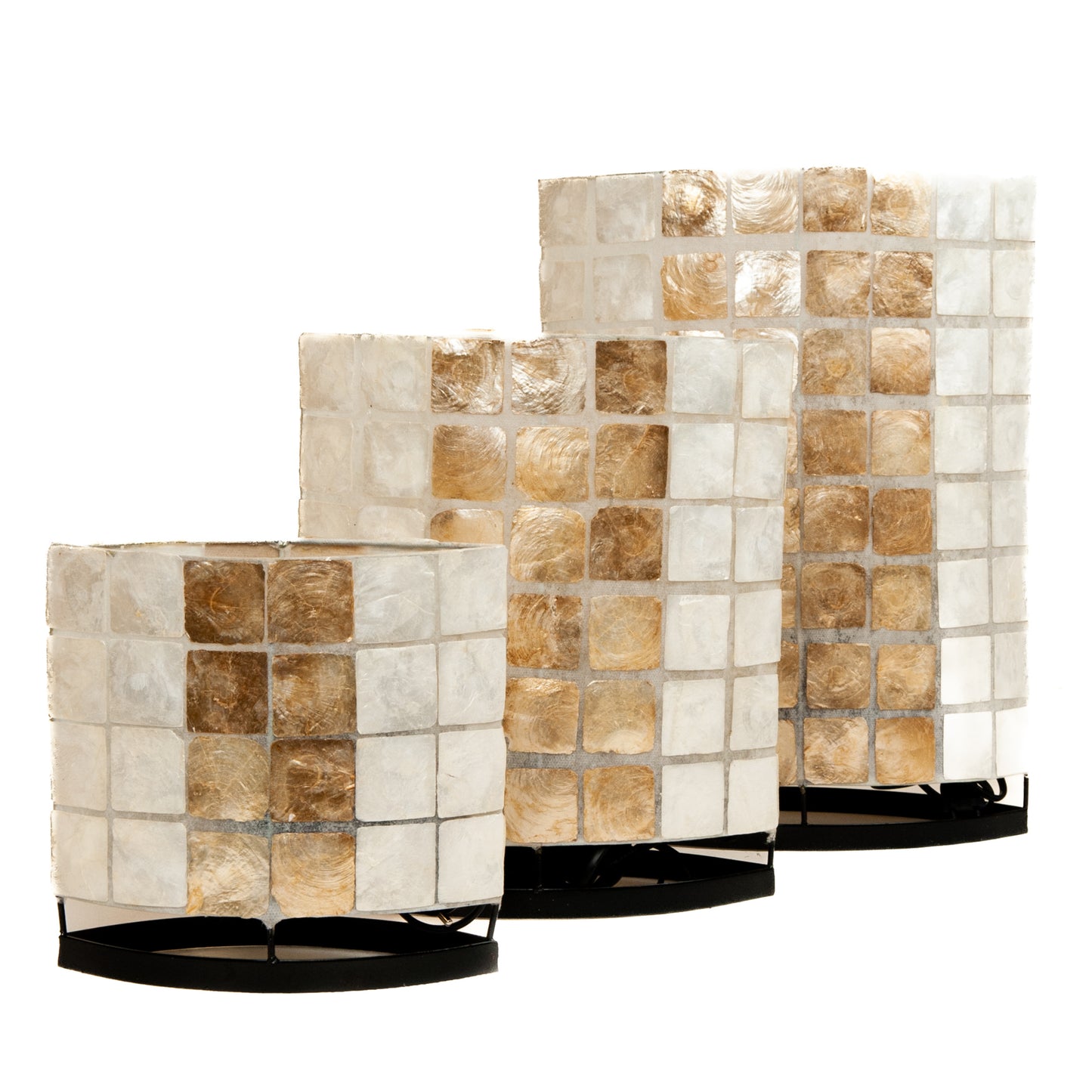 Capiz schelpen tafellamp vierkantje goud