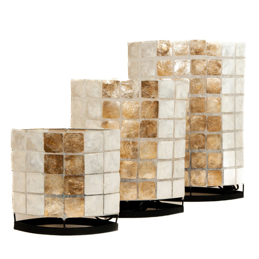Capiz shell table lamp square gold