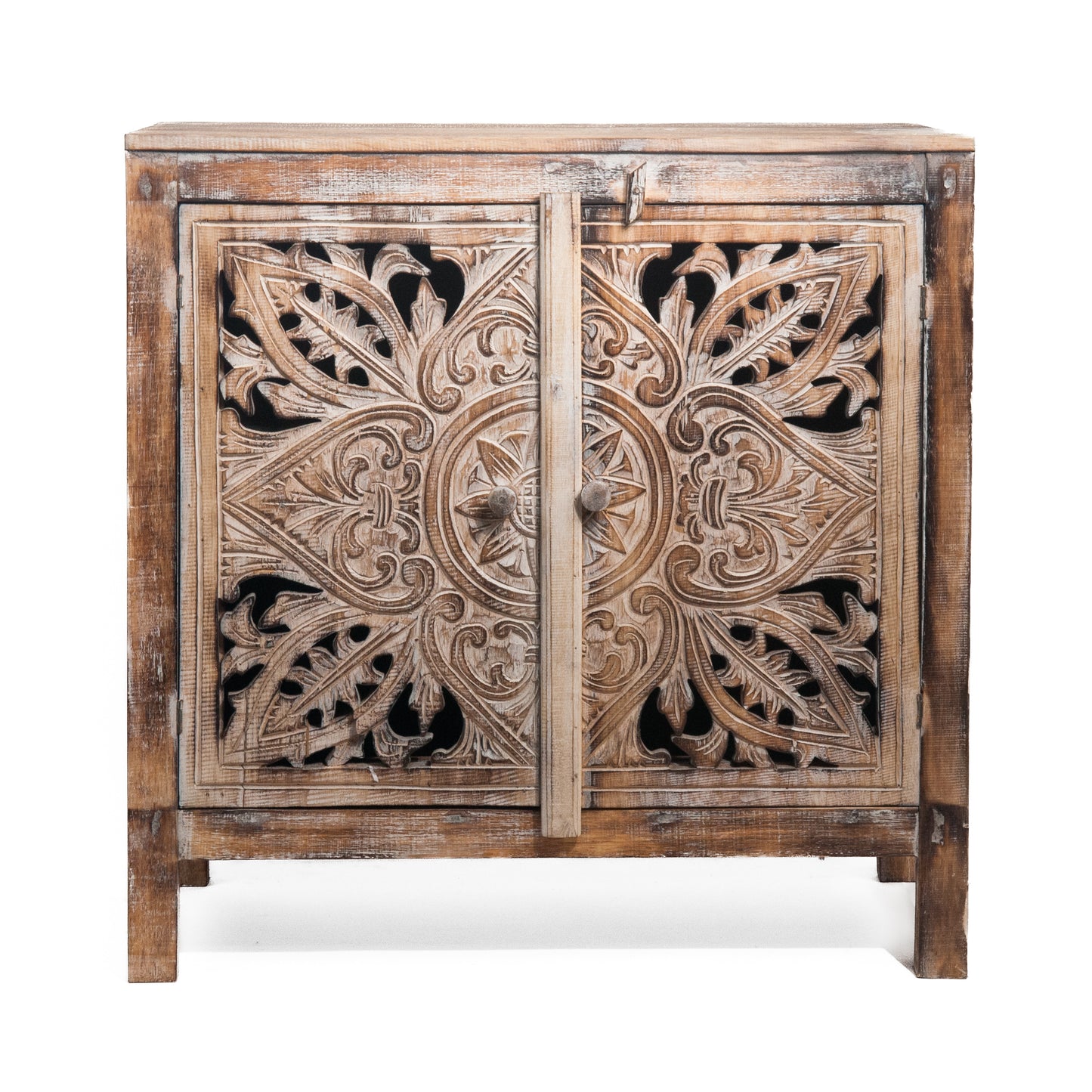 Houten kabinet kastje dubbele deur mandala burned