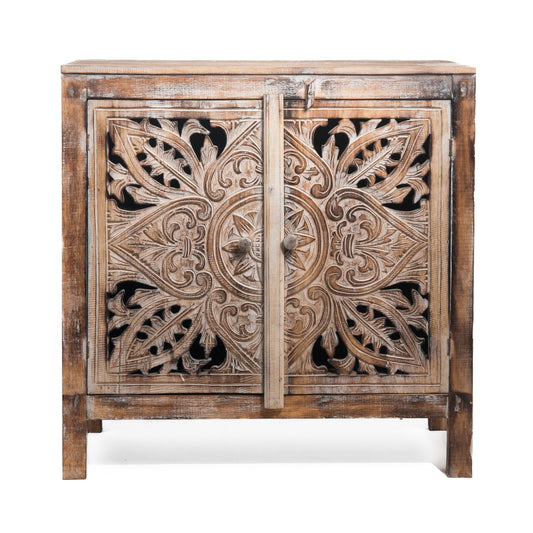 Houten kabinet kastje dubbele deur mandala burned