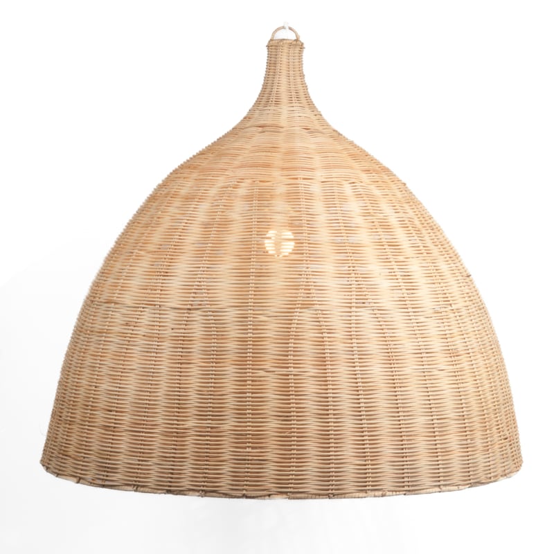 Hängelampe Kurungan XXL aus natürlichem Rattan