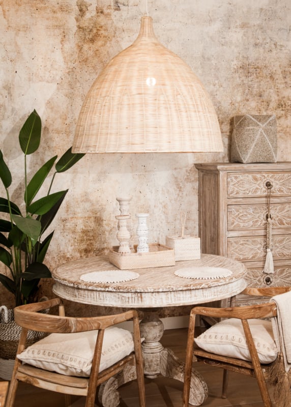 Hängelampe Kurungan XXL aus natürlichem Rattan