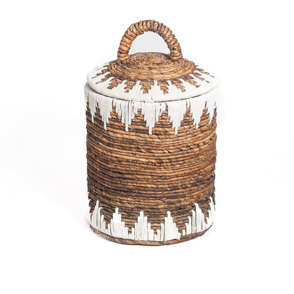 Mand Sekitar naturel/wit van bananenblad gewoven met touw