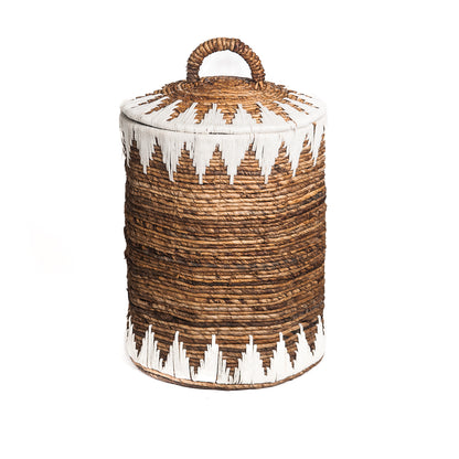 Mand Sekitar naturel/wit van bananenblad gewoven met touw