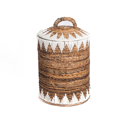 Mand Sekitar naturel/wit van bananenblad gewoven met touw