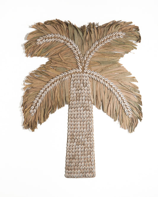 Palmboom wanddecoratie schelpen/palmblad Large 75cm