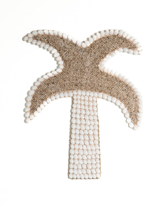 Wanddekoration in Palmenform aus Muscheln/Perlen, mittelgroß, 50 cm