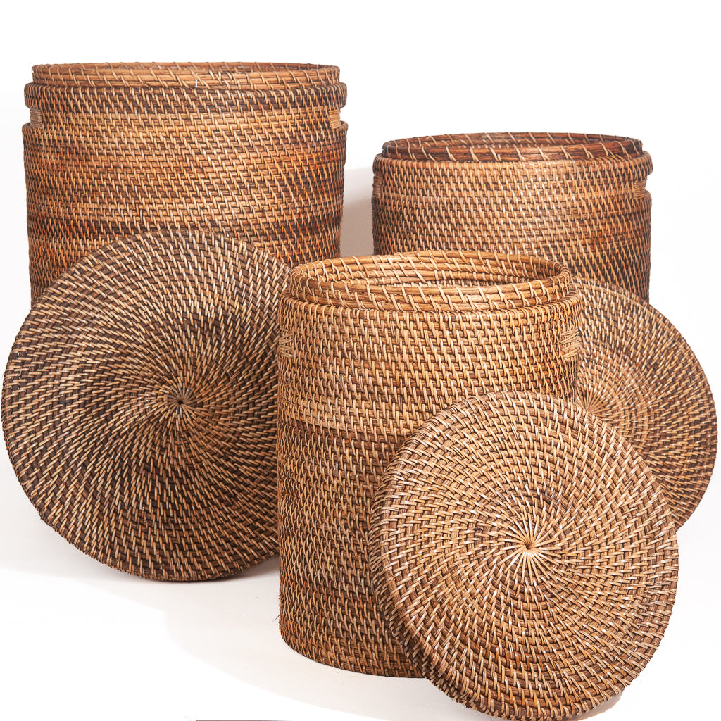 Wasmand keranjang natural burned rotan