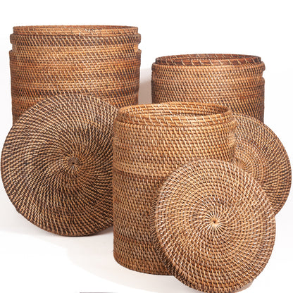 Wasmand keranjang natural burned rotan