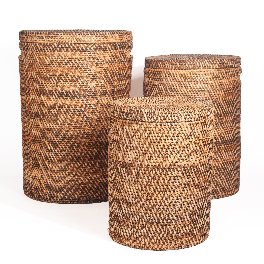 Wasmand keranjang natural burned rotan