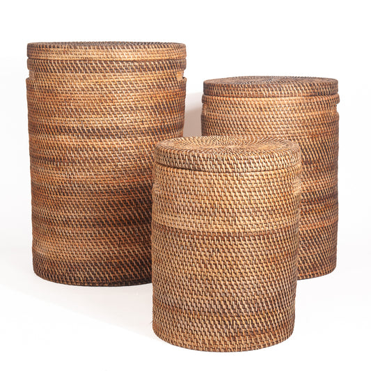 Wasmand keranjang natural burned rotan