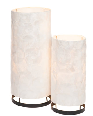 Capiz schelpen tafellamp cilinder 40 cm naturel