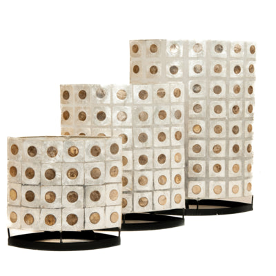 Capiz shell table lamp golden circle