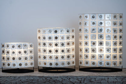 Capiz shell table lamp golden circle