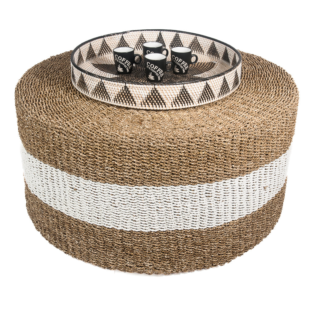 XL seagrass koffietafel/bijzetafel 100 cm diameter