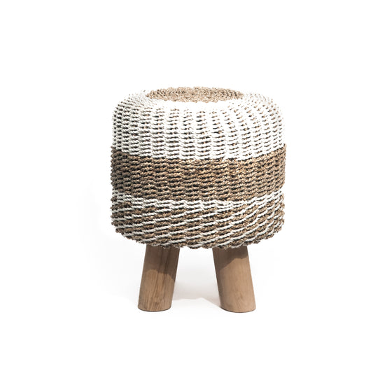 Seagrass stool Ø42cm white/natural