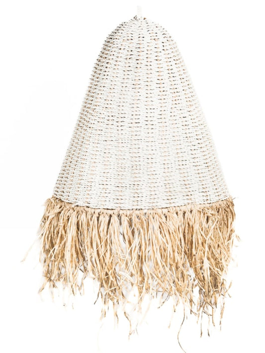 Hanglamp Tabanan wit met raffia Ø50cm/60cm lang