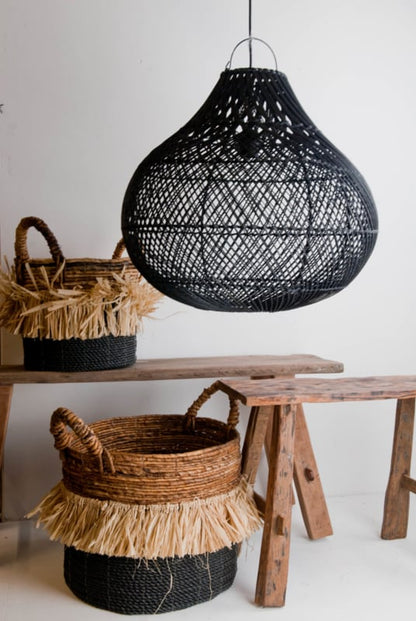 Pendant lamp Tegallalang Ø50 cm diameter Black Rattan