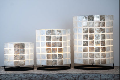 Capiz schelpen tafellamp vierkantje goud