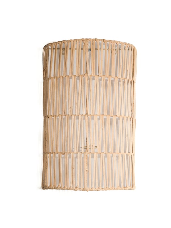 Wandlamp van gelakte rotan schil 26x40cm