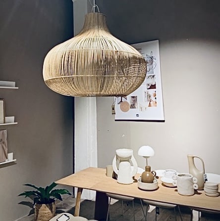 Hanglamp XXL Bandung Natural Rotan, laag model.  Ø80 cm / 65cm hoog